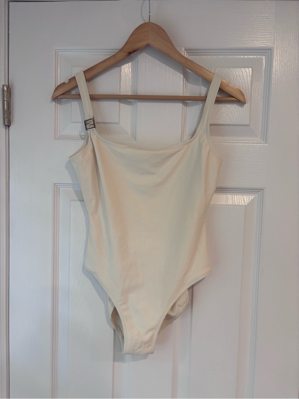 Vintage Fendi one-piece swimsuit in a solid cream size 44